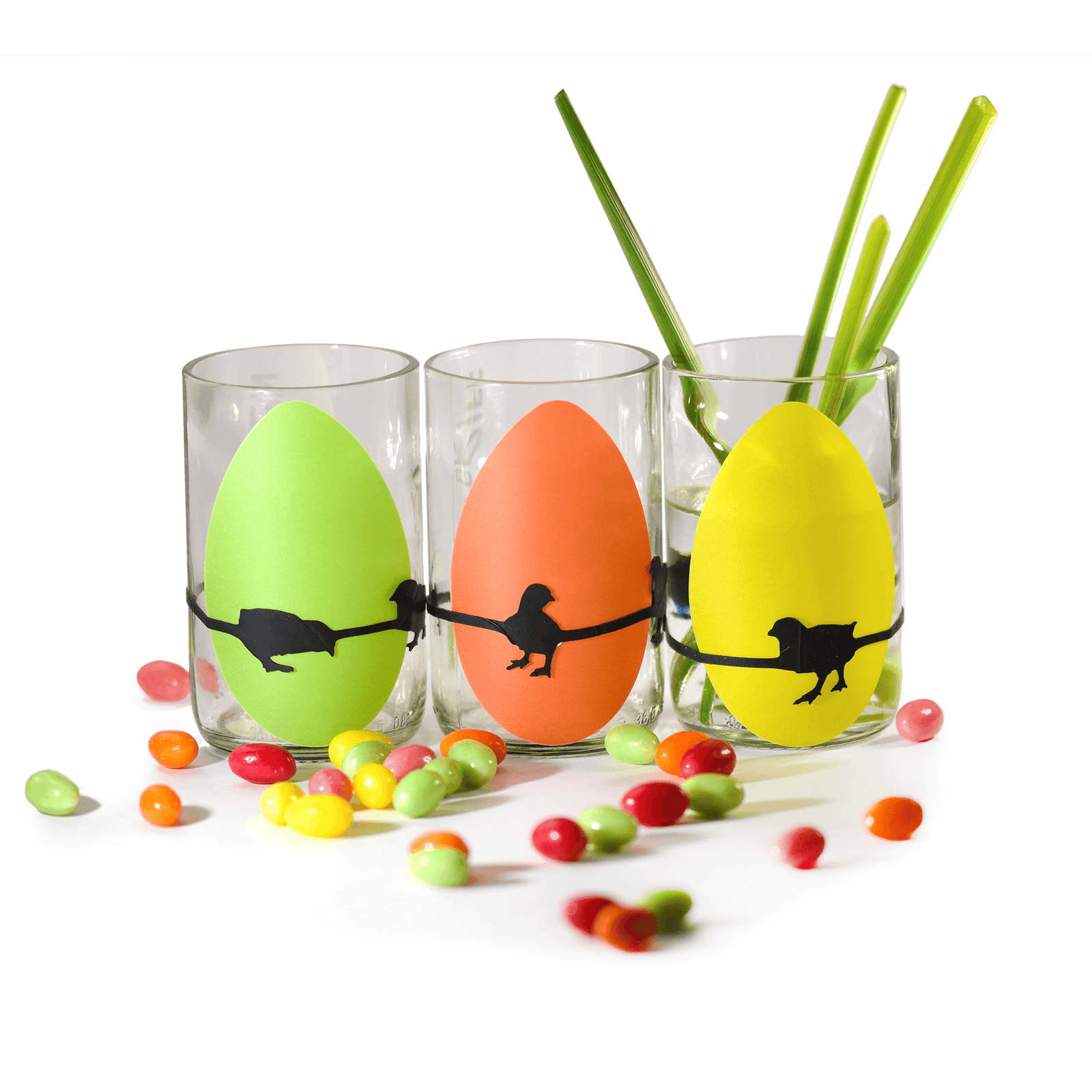 Frühling, Upcycling, Küken aus Fahrradschlauch am Glas